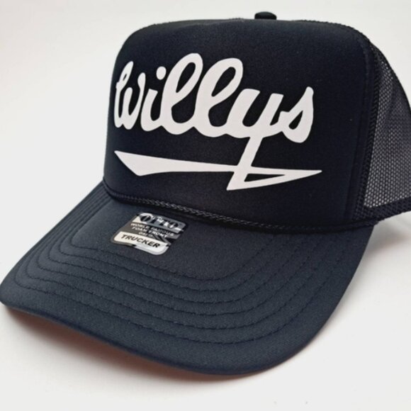Willys Vintage Foam Trucker Mesh Snapback Hat Cap Black OTTO Cap - Picture 2 of 4